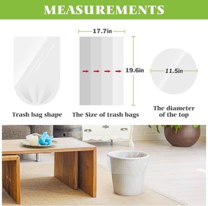 4 Gallon 330 Counts Strong Trash Bags Garbage Bags by Teivio, Bathroom Trash Can Bin Liners, Small Plastic Bags for home office kitchen (Clear)