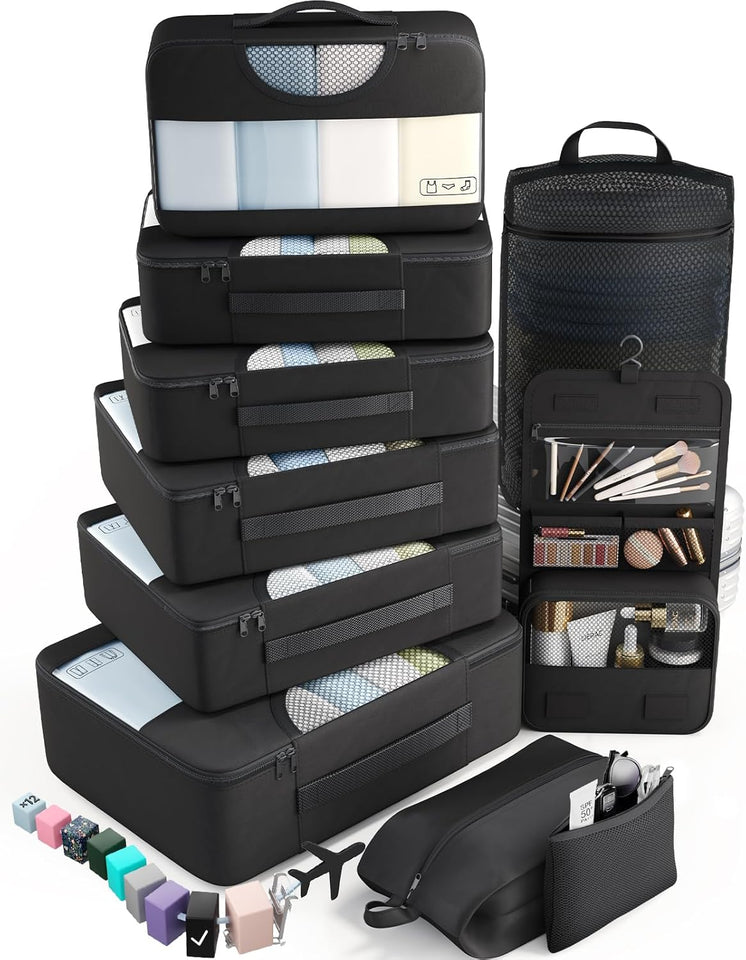 vekens 8-set packing cubes nylon organizer bags for beach vacation cruise ship travel essentials suitcase