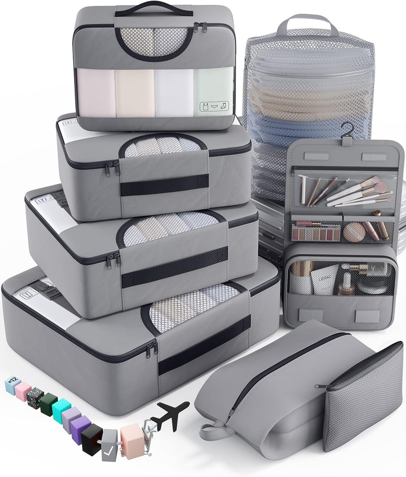 vekens 8-set packing cubes nylon organizer bags for beach vacation cruise ship travel essentials suitcase