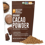 BetterBody Foods Organic Cacao Powder, 16 oz, Rich Chocolate, Non-GMO, Gluten-Free, Cocoa, 1 lb bag