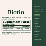 Nature's Bounty Biotin Hair Skin and Nails Vitamins, Supports Healthy Hair, Skin and Nails, 10,000 mcg, 120 Softgels (Pack of 1)