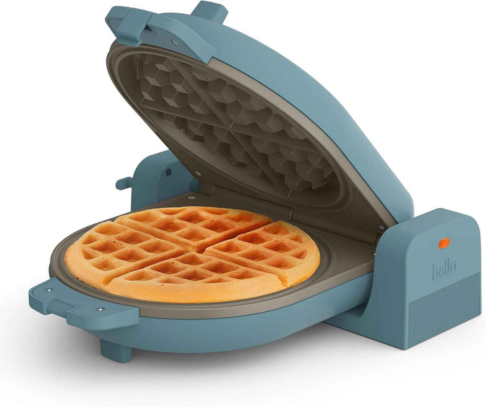 bella Flip-n-Store Waffle Maker, EverGood™ Ceramic Nonstick Coating, Fits-anywhere™ Kitchenware, Power Indicator Light & Touch Handle, 7” Wide & 1" Deep Plates, 1000 Watt, Plum