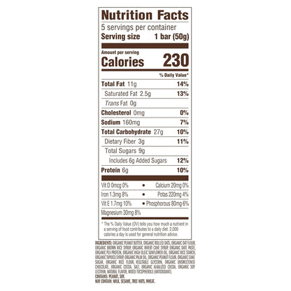 clif chocolate peanut butter energy snack bar, 1.76 oz, non-gmo, usda organic, 5 pack