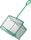 Pawfly green braided metal handle square aquarium net for fish tanks and small koi ponds