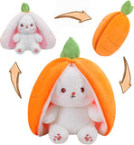 miaodam strawberry bunny reversible cuddle bunny plush zipper transformed rabbit toy