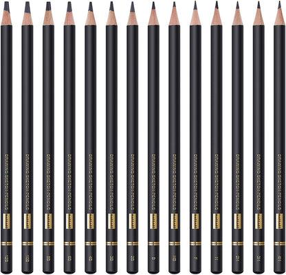 MARKART Professional Drawing Sketching Pencil Set - 14 Pieces,Graphite,(12B - 4H), Ideal for Drawing Art, Sketching, Shading, Artist Pencils for Beginners & Pro Artists