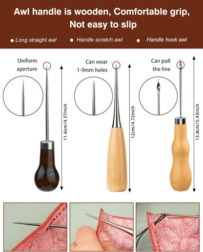 BAGERLA Heavy Duty Sewing Kit, Needle and Thread Kit with Upholstery Thread Needles Sewing Awl Seam Ripper for Car Seats Carpets Shoes Backpacks DIY Crafting