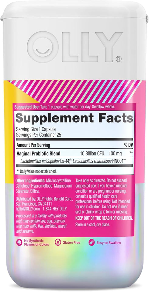olly happy hoo-ha capsules 10 billion cfu probiotic for women gluten free 25 count