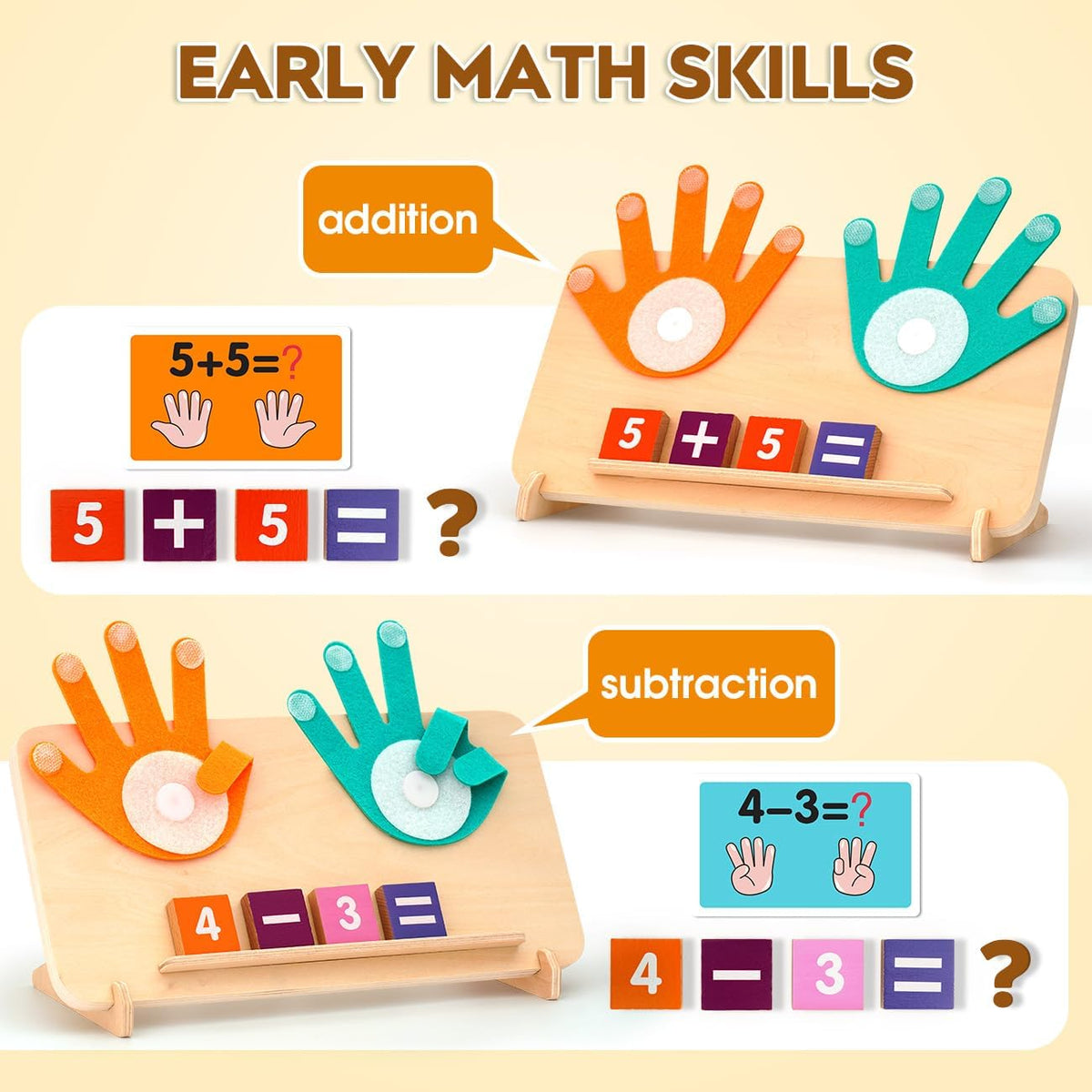 Preschool Learning Toys for Toddlers 2-4, Educational Math Manipulatives Number Counting Blocks for Kids, Montessori Toys for 3-5 Year Old Boys Girls Birthday Gifts