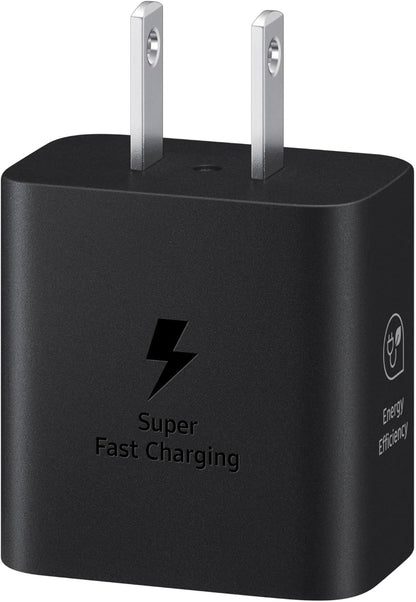 25W Wall Charger Power Adapter, Cable Not Included, Super Fast Charging, Compact Design, Energy Efficient, Compatible with Galaxy and USB Type C Devices, Black