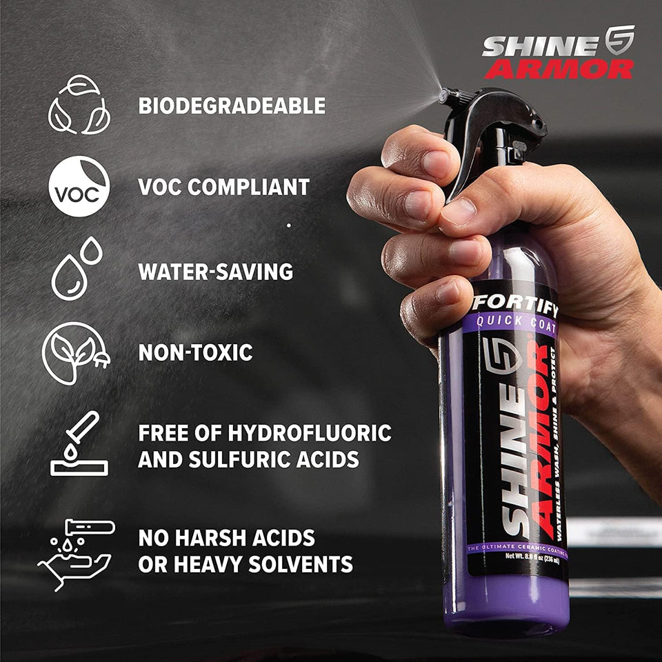 Shine Armor Fortify Quick Coat 3-in-1 Ceramic Car Wax Spray and Waterless Car Wash for Maximum Shine and Protection