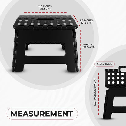 Utopia Home Folding Step Stool with Handle – 9 Inch Anti Slip Collapsible Stool – Holds Up to 300 lbs – Sturdy Plastic Step Stool Foldable for Kitchen, Bathroom and Home Use (1-Pack, Black)
