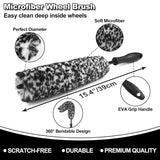 7-piece car wheel brush kit with metal-free design, soft-bristled rim cleaner, and tire shine applicator pad for gentle cleaning and detailing