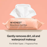 Honest Beauty fragrance-free, plant-based, gentle facial wipes for sensitive skin - 90 count
