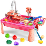 Kitchen Sink Toys for Toddlers 3-5, Play Sink with Running Water, Water Table for Kids Ages 4-8