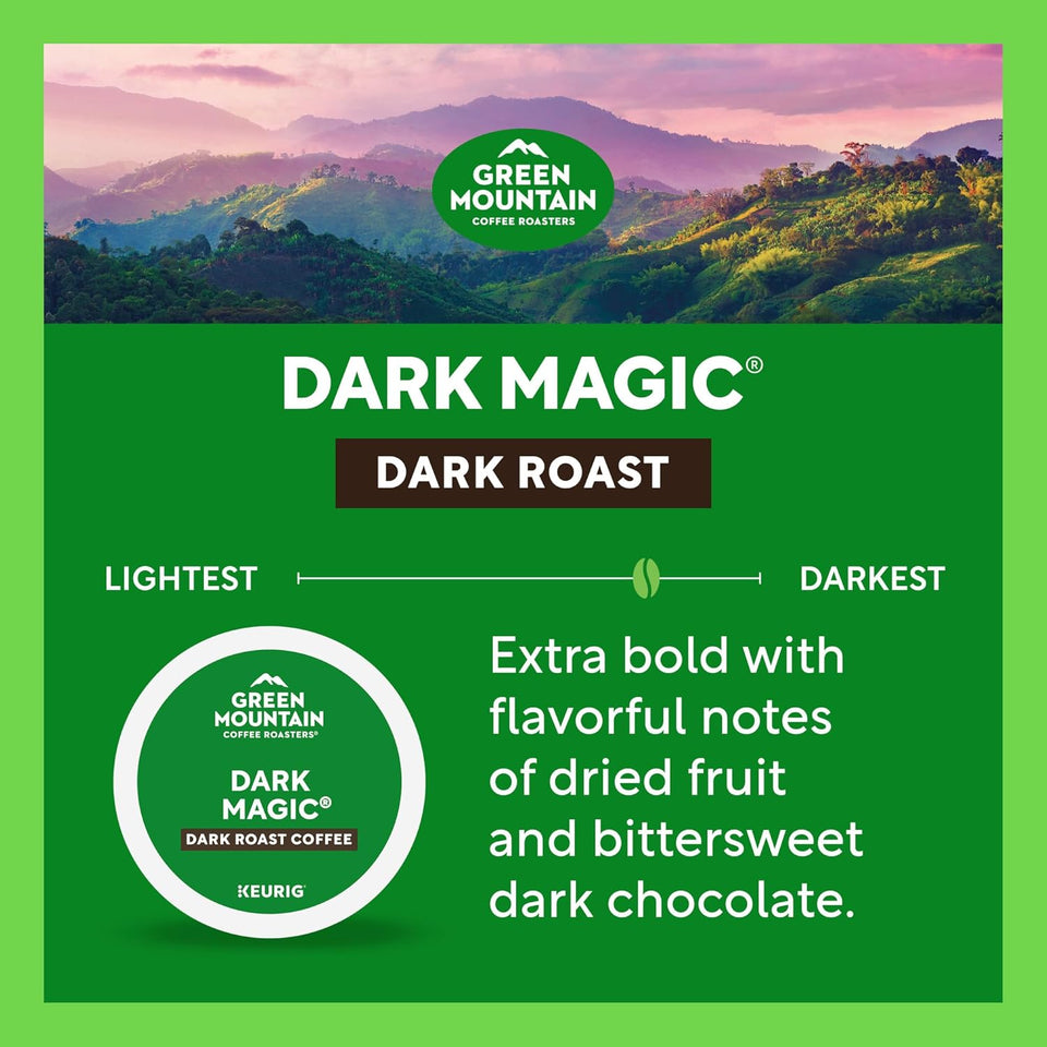 Green Mountain Coffee Roasters Dark Magic coffee pods, 96 count, dark roast, single-serve K-Cup, compatible with Keurig