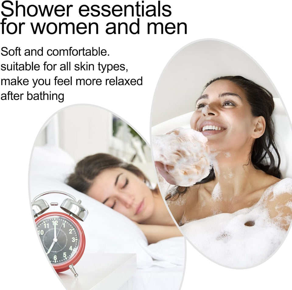 fishent loofah bath sponge 4 pack soft loofa exfoliating body scrubber mesh shower puff pouf ball luffa