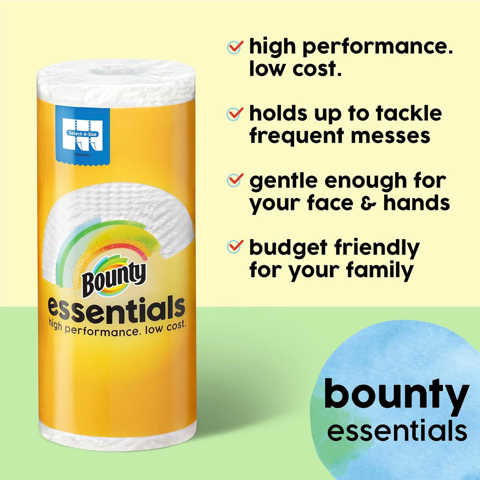 Bounty Essentials Select-A-Size Paper Towels, White, 2 Triple Rolls = 6 Regular Rolls - Rayz Mart