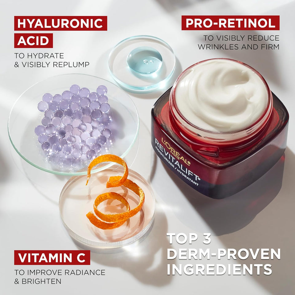 L'Oreal Paris Revitalift triple power anti-aging face moisturizer with pro retinol and hyaluronic acid, 2.55 oz