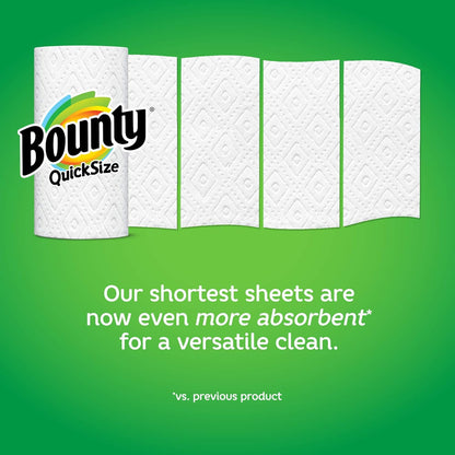 Bounty Quick Size Paper Towels, White, 8 Family Rolls = 20 Regular Rolls (Packaging May Vary)