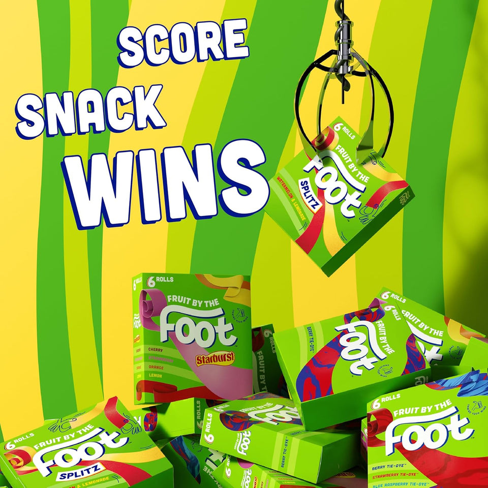 Fruit By The Foot Berry Tie-Dye and Strawberry Tie-Dye fruit flavored snacks, 18 rolls, 13.5 oz, gluten-free and gelatin-free
