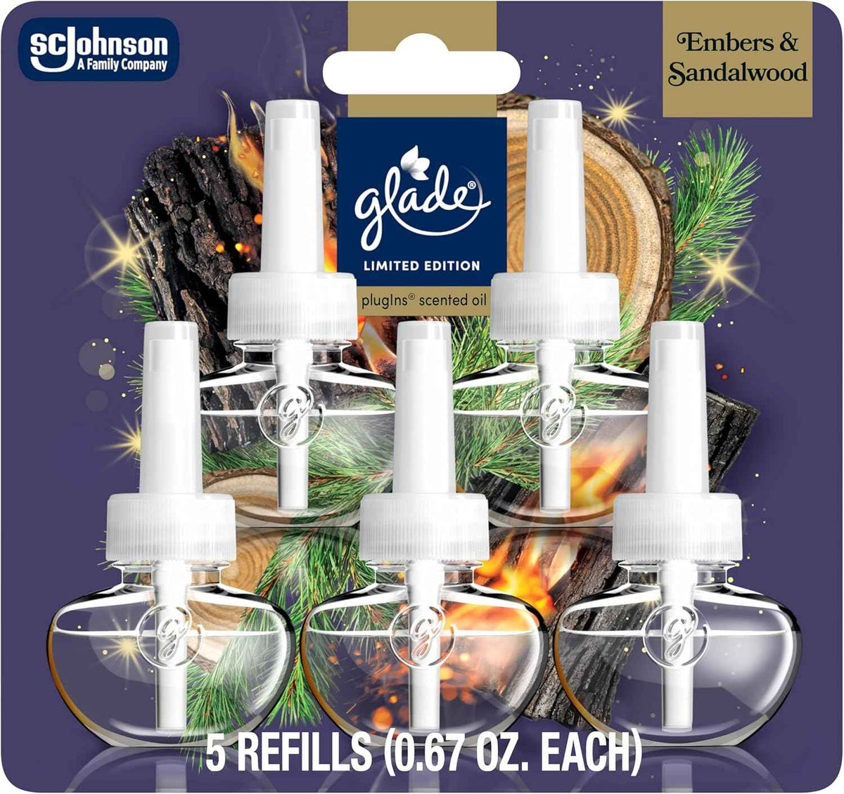 Glade PlugIns Refills Air Freshener, Warm Apple & Spices, Scented and Essential Oils for Home and Bathroom, 0.67 Fl Oz, 5 Count