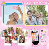 WEOLULI Kids Smart Phone with Dual Camera, Game & Music Player, Toddler Learning Play Toy Cell Phone, Gifts for Girls, Christmas, Birthday, Age 3-10, Light Pink