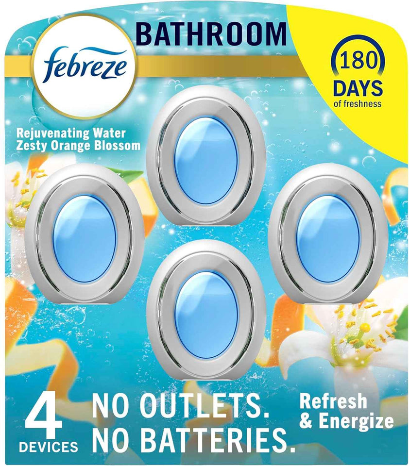 Febreze Bathroom Air Freshener 4 Count Odor Fighting Plug In Alternative