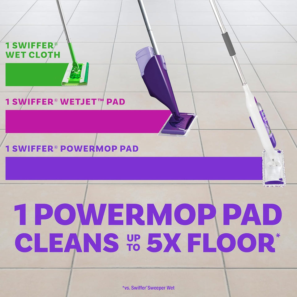 Swiffer PowerMop Multi-Surface Mop Kit for Floor Cleaning, Includes PowerMop, 2 Mopping Pad Refills, 1 Cleaning Solution with Fresh Scent and 2 Batteries - Rayz Mart