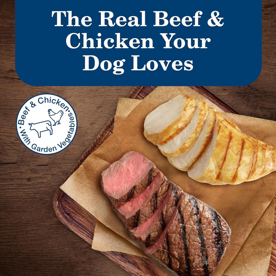 blue buffalo homestyle recipe adult wet dog food, chicken and beef dinner variety pack, 12.5-oz cans, 6 count, 3 of each