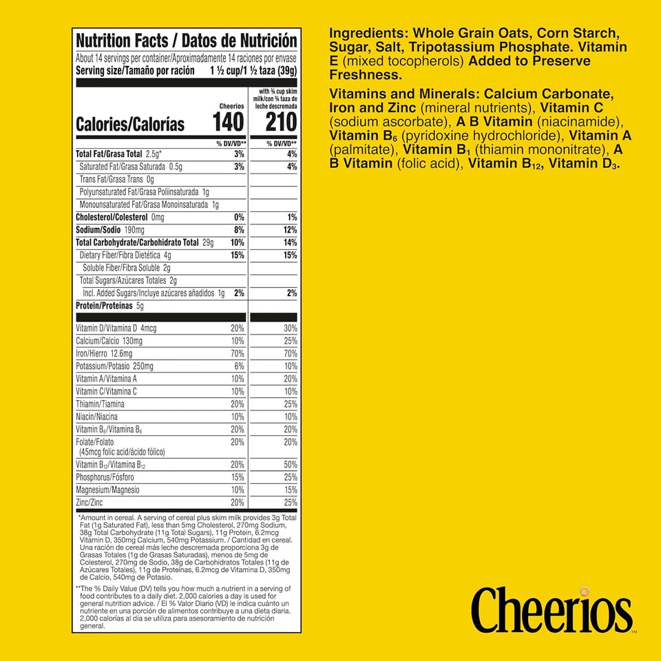 Cheerios Limited Edition Heart Shapes, Affirmations Box, Gluten Free, Giant Size, 20 oz Cereal