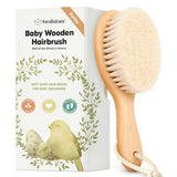 keababies wooden baby hair brush for toddler girls boys cradle cap soft goat bristles walnut regular
