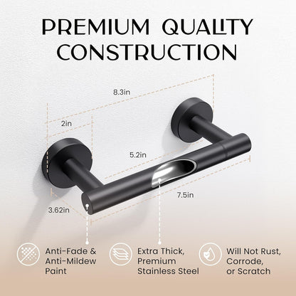Day Moon Matte Black Toilet Paper Holder - Wall Mount Modern Roll Holder for Bathroom
