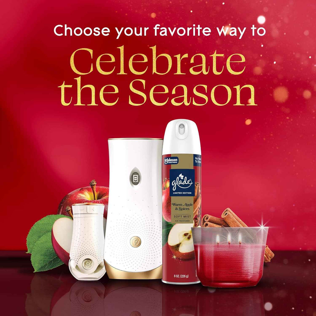 Glade PlugIns Refills Air Freshener, Warm Apple & Spices, Scented and Essential Oils for Home and Bathroom, 0.67 Fl Oz, 5 Count