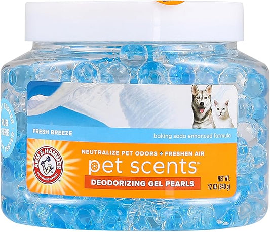 Arm & Hammer for Pets Air Care Pet Scents Deodorizing Gel Beads in Fresh Breeze | 12 oz Pet Odor Neutralizing Gel Beads with Baking Soda | Air Freshener Beads for Pet Odor Elimination (FF12689)