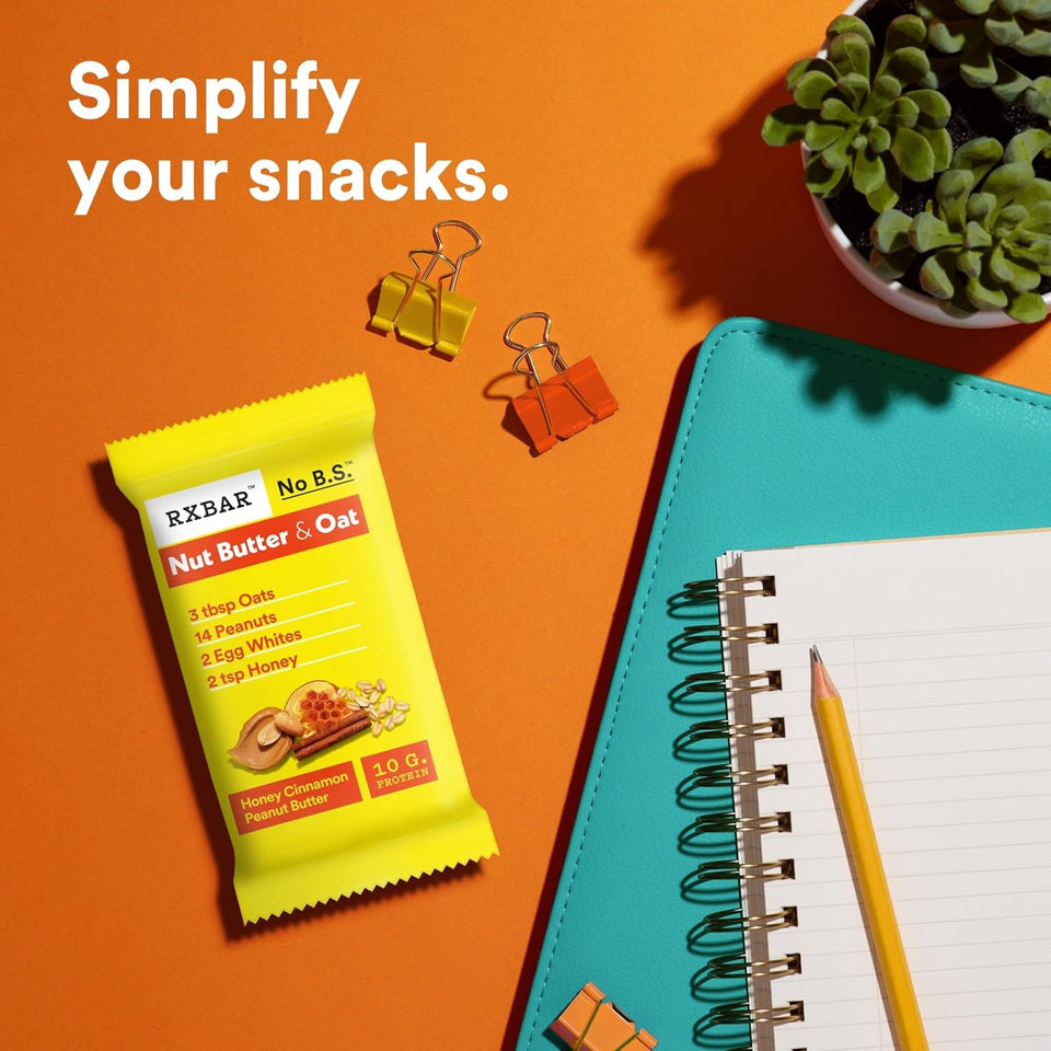 rxbar nut butter and oat honey cinnamon peanut butter protein snack bars 12 count 23.2oz box