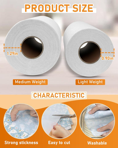 PLANTIONAL Medium Weight White Iron-On Non-Woven Fusible Interfacing: 11.6" x 30yd Medium Weight Non-Woven Interfacing Iron On Polyester Single-Sided Interfacing for DIY Crafts Supplies