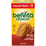 belVita breakfast biscuits, cinnamon brown sugar, 12 packs, 4 biscuits per pack, kosher, cholesterol free