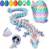 12 inch 3d printed dragon easter egg with fall protection and reinforced joints, eco-friendly fidget toy in rainbow color