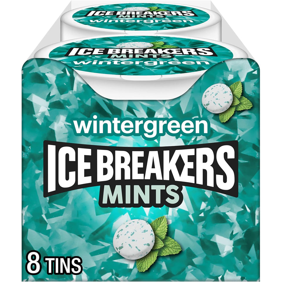 ice breakers wintergreen sugar free mints 1.5 oz 8 count tins for instant refreshment
