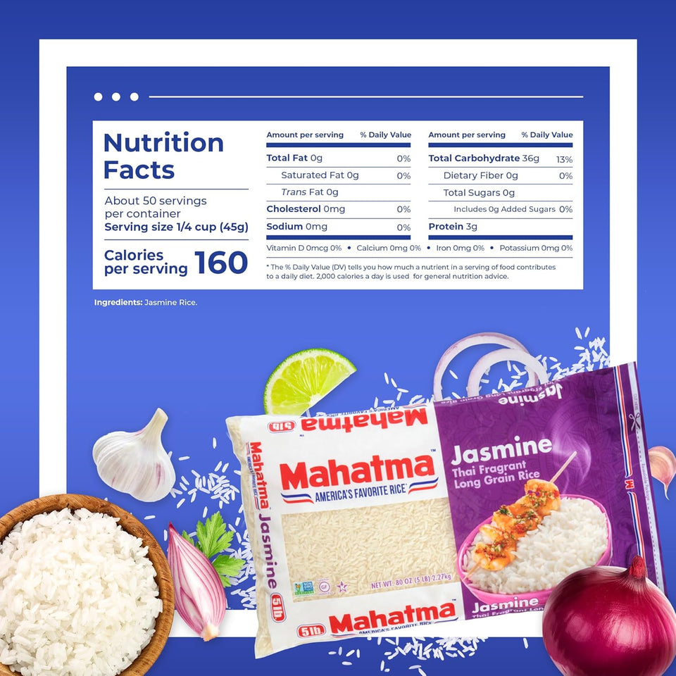 Mahatma Jasmine rice 80-ounce bag Thai Indian or Cambodian stovetop microwave cooking