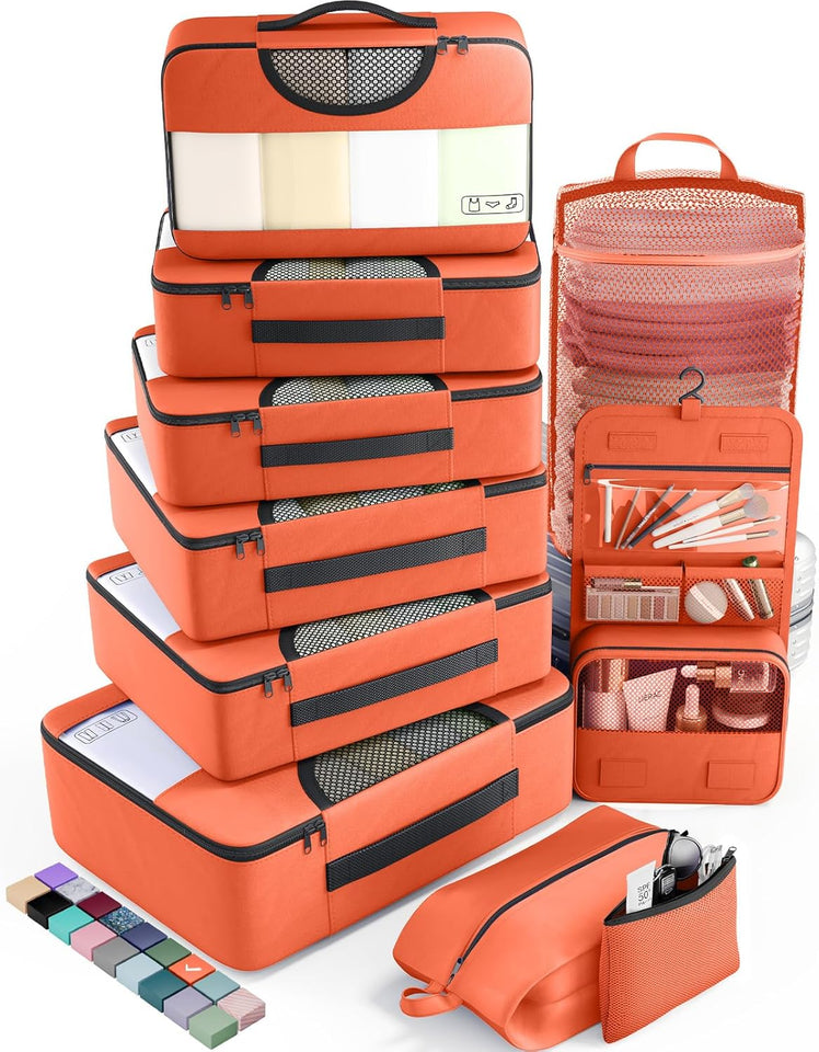 vekens 8-set packing cubes nylon organizer bags for beach vacation cruise ship travel essentials suitcase