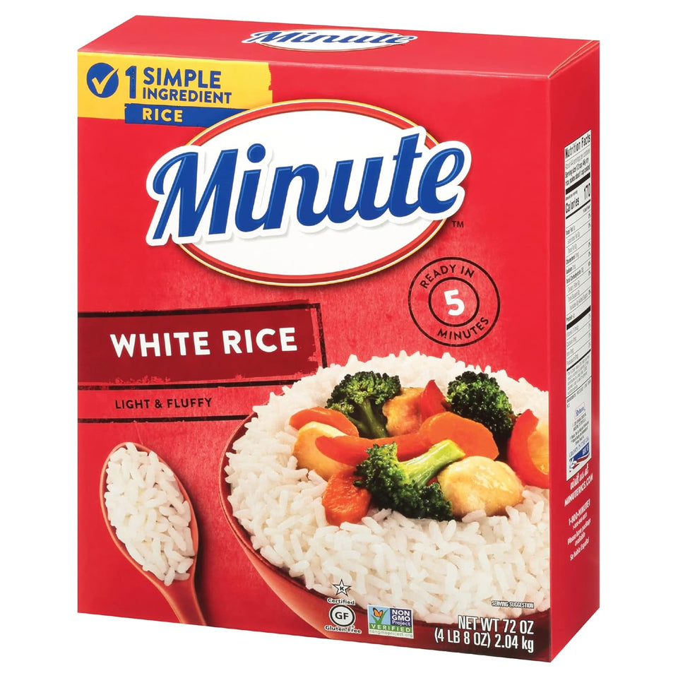 Minute Minute White Rice, 72-Ounce Box, Instant White Rice for Quick Dinner Meals, Gluten-Free, Non-GMO
