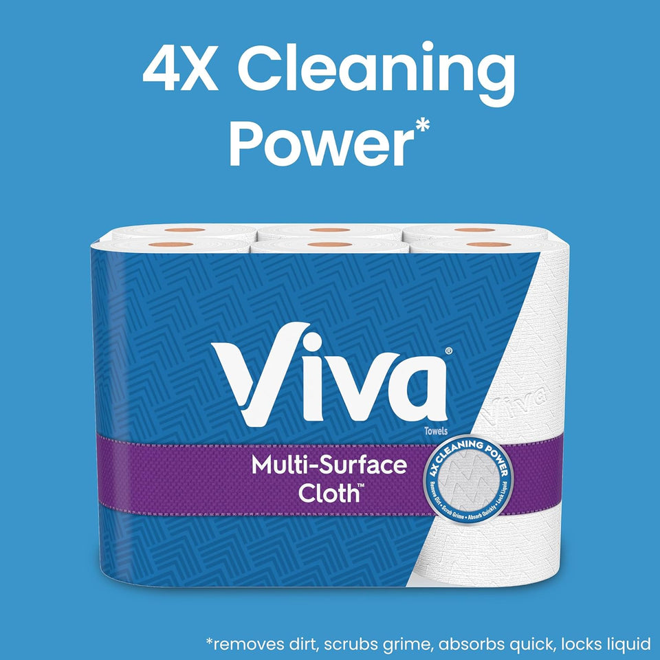 Viva Multi-Surface Cloth Paper Towels, Task Size - 12 Super Rolls (2 Packs of 6) - 81 Sheets Per Roll - Rayz Mart