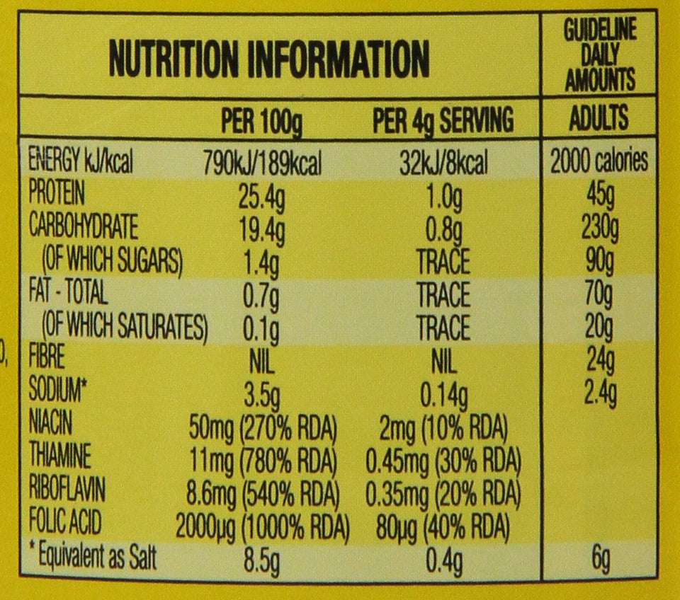 Vegemite 220 gram, virtually fat-free, no artificial colors, suitable for vegetarians