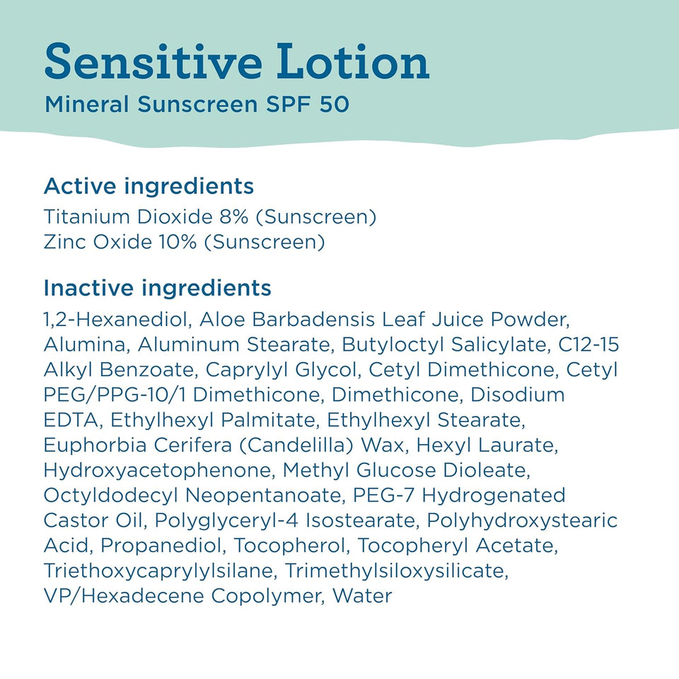 Blue Lizard Sensitive SPF 50+ Mineral Sunscreen, Water Resistant, 3 oz, Fragrance Free for Sensitive Skin