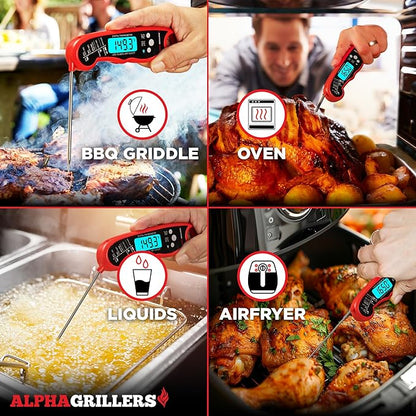 Alpha Grillers Meat Thermometer Digital - Instant Read Food Thermometer for Cooking and Grilling Gifts for Men Valentines Day Gifts for Him Her Mom Dad