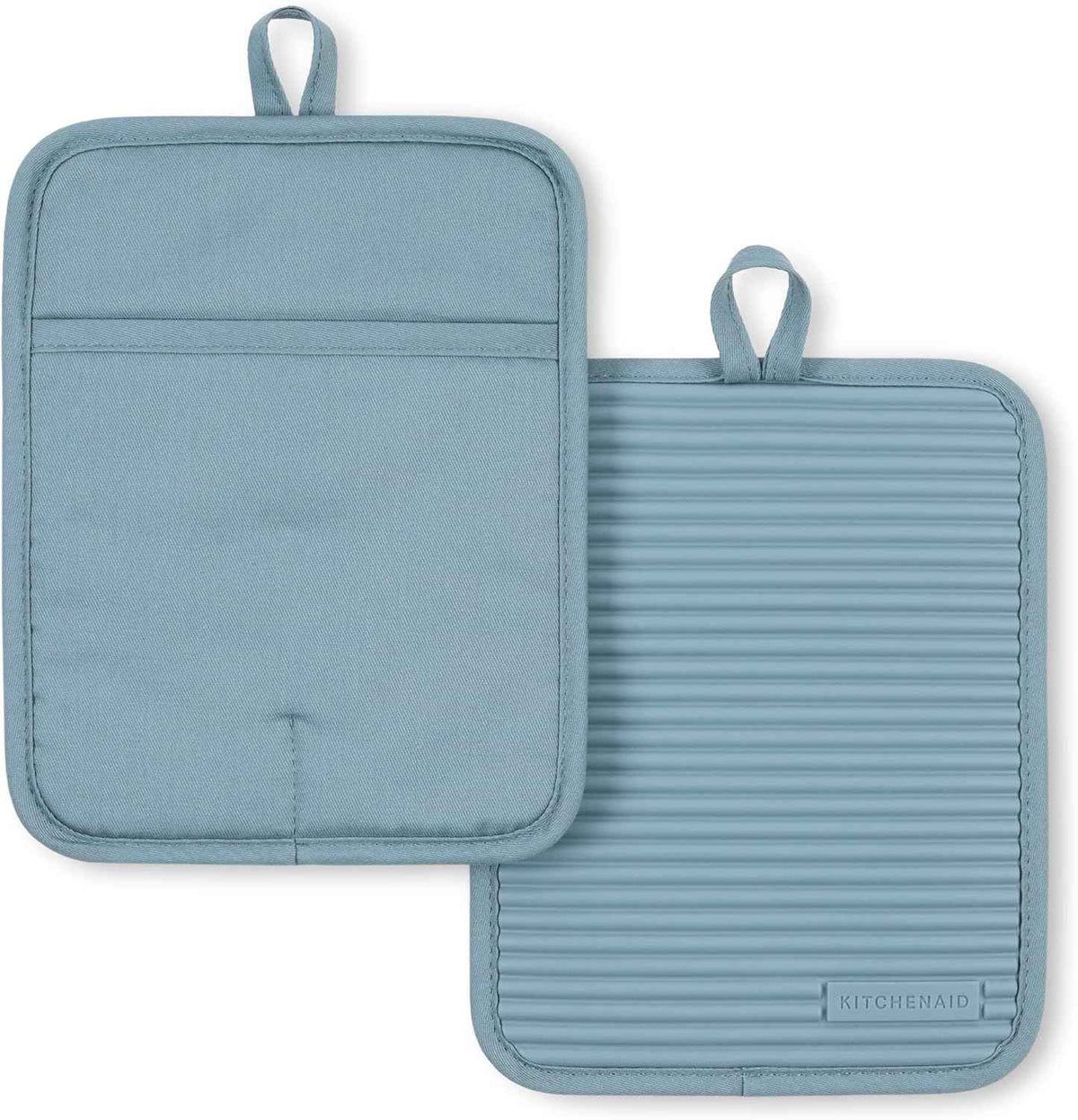 KitchenAid Ribbed Soft Silicone Pot Holder 2-Pack Set, Milkshake Tan, 7"x9"
