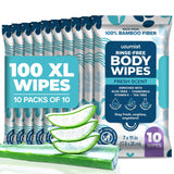 Body Wipes for Adults, No Rinse, 50pc XL, Ultra Thick Shower Travel Wipes for Personal Cleansing & Hygiene Essentials