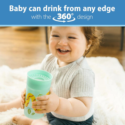 Dr. Brown's Polypropylene (PP) Milestones Cheers 360 Sippy Training Cups for Babies and Toddlers - Blue/Green - 10oz - 2-Pack - 9m+